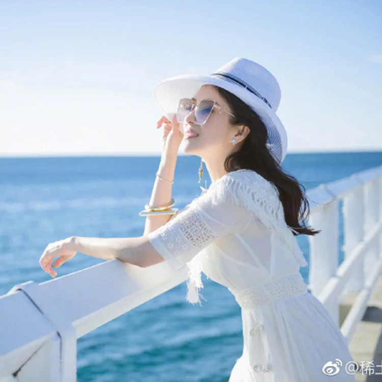 Viva La Romance Zhang Ziyi же женская соломенная шляпа, кепка в стиле ретро Хепберн, летние женские пляжные солнцезащитные шляпы кепки с широкими полями