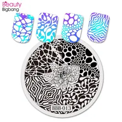BeautyBigBang 5,6 см круглый Леопардовый цветок узор ногтей штамповки пластины Нержавеющая сталь ногтей штампы для ногтей Art польский инструмент