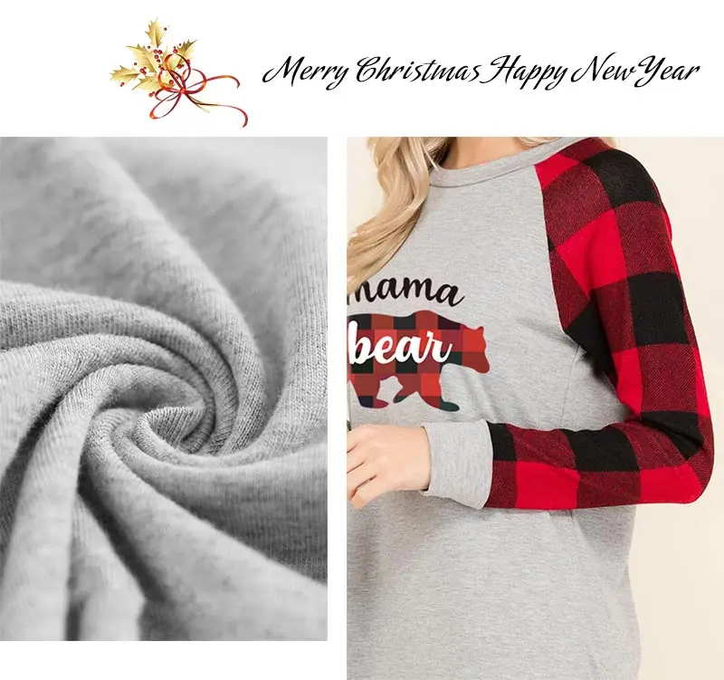 family look matching sweatshirt papa mama beer cartoon cute print clothes dad mom son daughter winter outfits cotton plaid kids