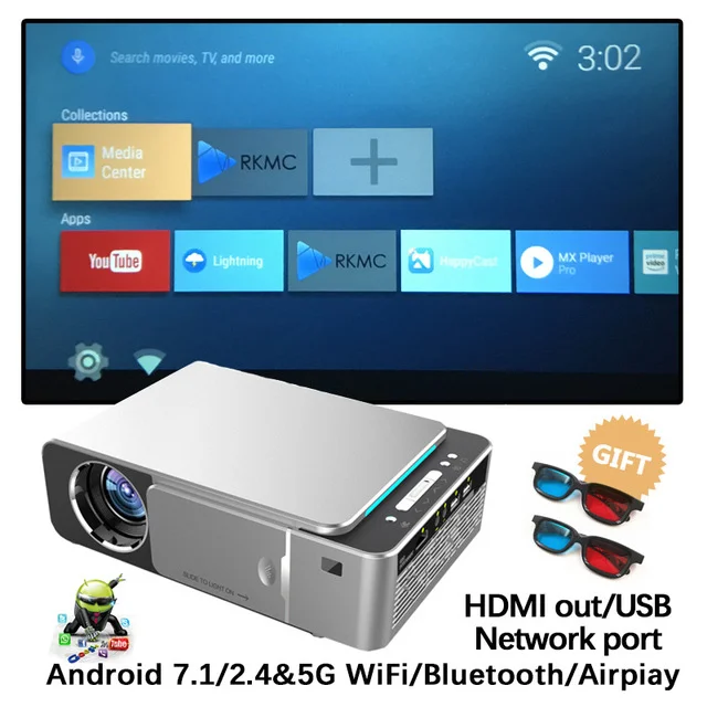 Built in android 7.1 VIVICINE новейший светодиодный мини-проектор V20, опционально Android 7,1 Bluetooth, поддержка 4K Wifi HDMI USB ЖК-проектор для домашнего кинотеатра - Цвет: Built in android 7.1