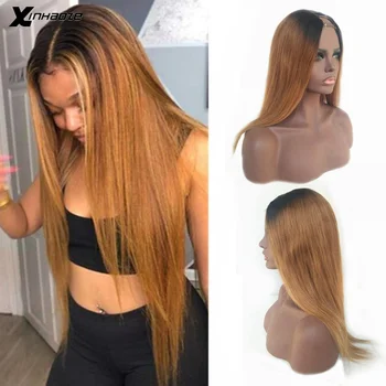 

Ombre Blonde Colored Straight Glueless U Part Human Hair Wigs For Women Remy Malaysian Middle Part 2*4'' U Opening Shaped Wigs