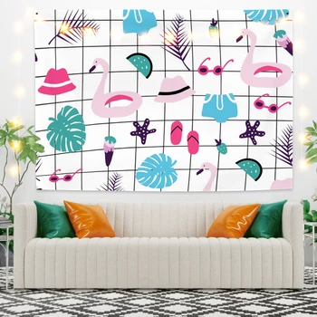 

Plant Swan Tapestry Wall Hanging Fabric Plant Tapestries Sandy Beach Mat Home Room Decoration Bohe Decor Yoga Mat