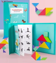 Puzzle magnétique 3D, jeu Tangram Montessori, apprentissage du cerveau, jouets éducatifs, jeux de société intelligents, cadeau pour enfants