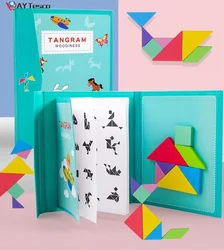 Quebra cabeça magnética 3d tangram jogo montessori cérebro aprendizagem brinquedos educativos inteligentes jogos de tabuleiro brinquedos de brinquedo presentes para crianças