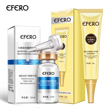 

EFERO 1pcs Anti Aging Eye Cream Moisture Dark Circles Eye Care+1pcs Six Peptides Serum Face Whitening Cream Anti Wrinkle Serum