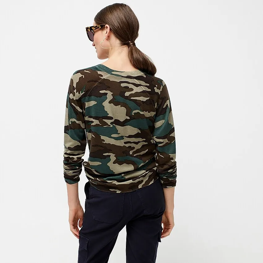 Merino Wool Camouflage Print Jumper 