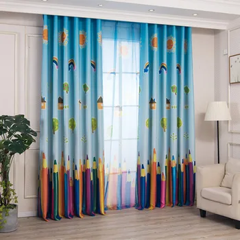 

Children's Pencil Black Wire Shading Curtains for Living Dining Room Bedroom.