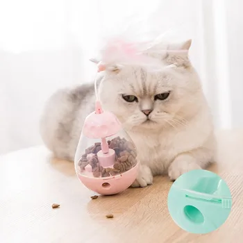

Pet Cat Fun Electric Tumbler Feeder Toy Pet Leakage Device Feather Cat Stick Toys Leaking Food Balls Pet Exercise，