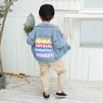 

2020 Spring Children's Jacket Printed Letter Kids' Jacket New Tops Korean-style Fashion Cowboy Casual Coat