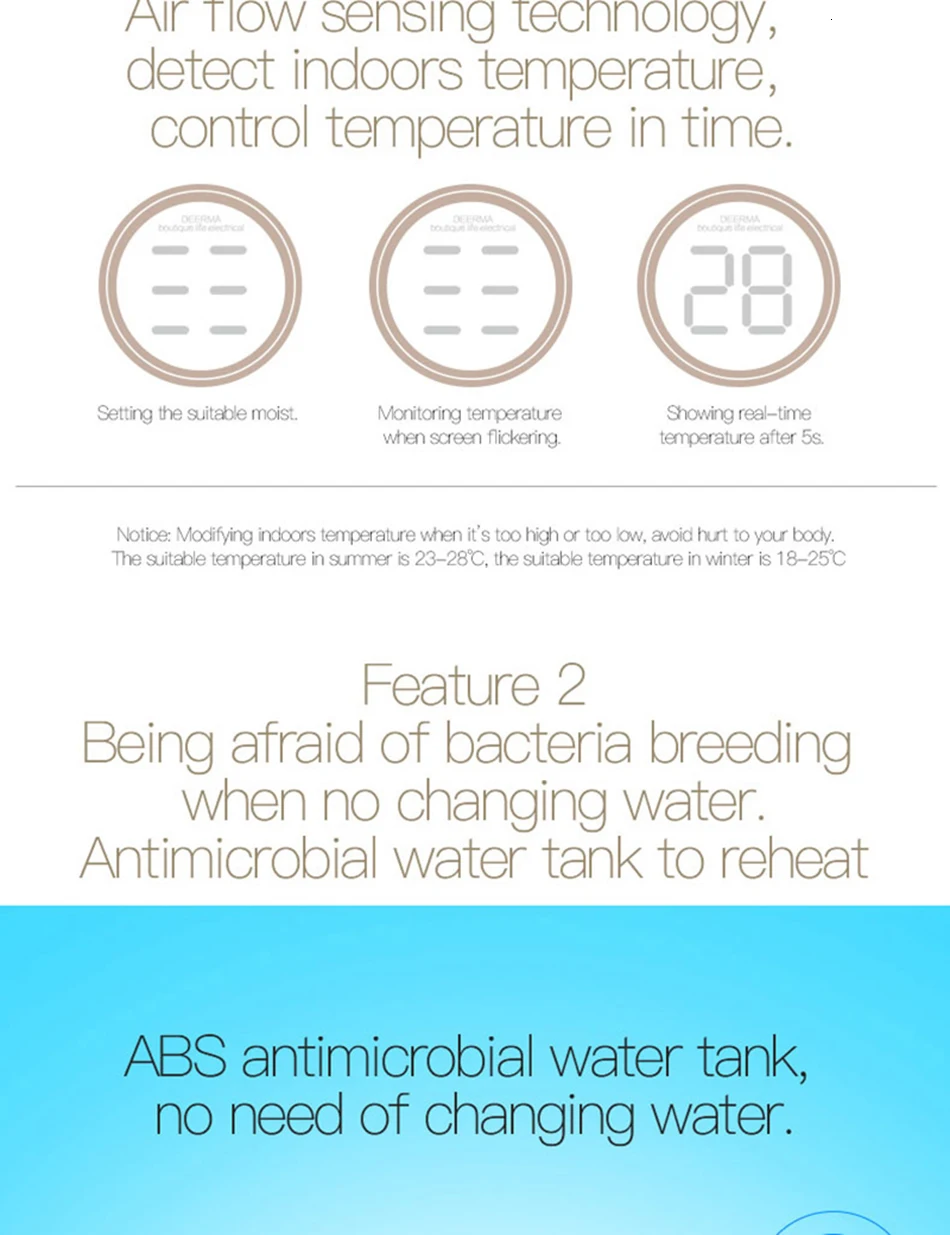 Xiaomi Mijia deerma 5L Air Home Ultrasonic Humidifier Touch Version Air Purifying for Air-conditioned rooms Office household D5 (16)