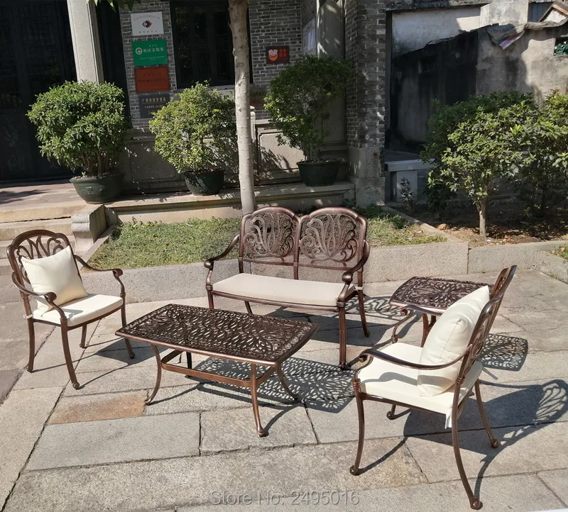 5-person Sofa set solid Cast-aluminum outdoor furniture converstaion patio set leisure seater with cushion 5-person Sofa set solid Cast-aluminum outdoor furniture converstaion patio set leisure seater with cushion