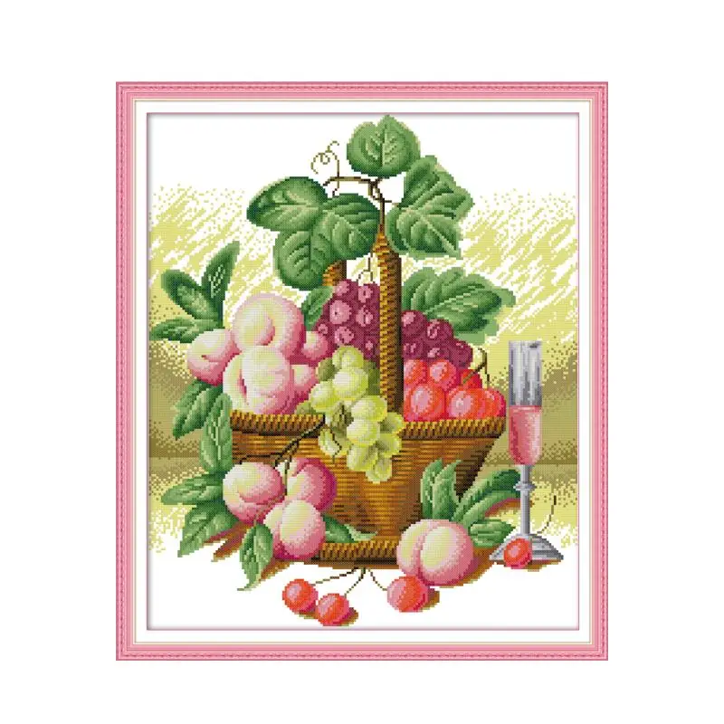 Rich fruit basket cross stitch kit aida 14ct 11ct count print canvas stitches embroidery DIY handmade | Дом и сад
