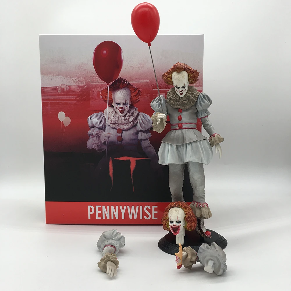 6 Type With LED Original NECA Stephen King's Iron It Pennywise Horror Action Figure Toy Doll Christmas Gift - Цвет: E with box