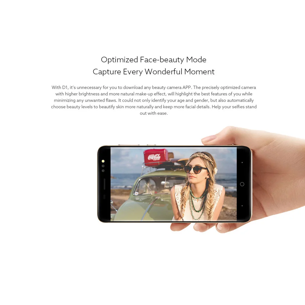 Bluboo D1 Смартфон с 5 дюймовым дисплеем четырёхъядерным процессором MTK6580A ОЗУ 2 Гб ПЗУ