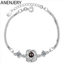 ANENJERY Горячая Мода 925 пробы серебро циркон любовь в форме сердца цепи браслеты для женщин проецирования ювелирные изделия S-B246