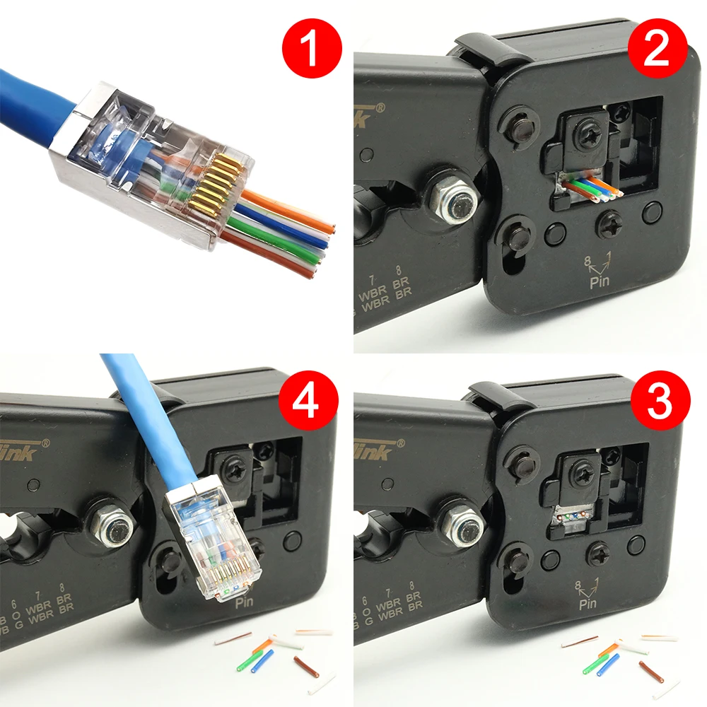 Xintylink-metal Blindado Jack Cabo Conector Cabo Ethernet Plug End Rj45 Cat5e Cat5 Sftp Ftp Stp rg - Imagem 2