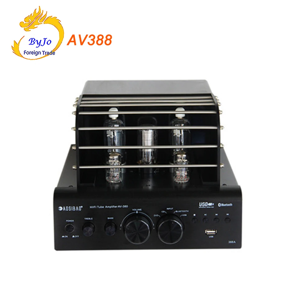 

AV388 Bluetooth Vacuum Tube Stereo audio Amplifier 60w + 60w USB MP3 Play BASS Audio output 2.1