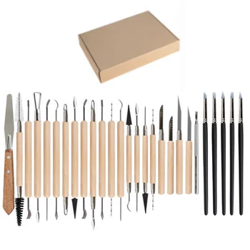 

27pcs Multi-Function Carving Pottery Tools DIY polymer clay sculpting tools Metal Tipped Clay Sculpting Tools with Wood Handles