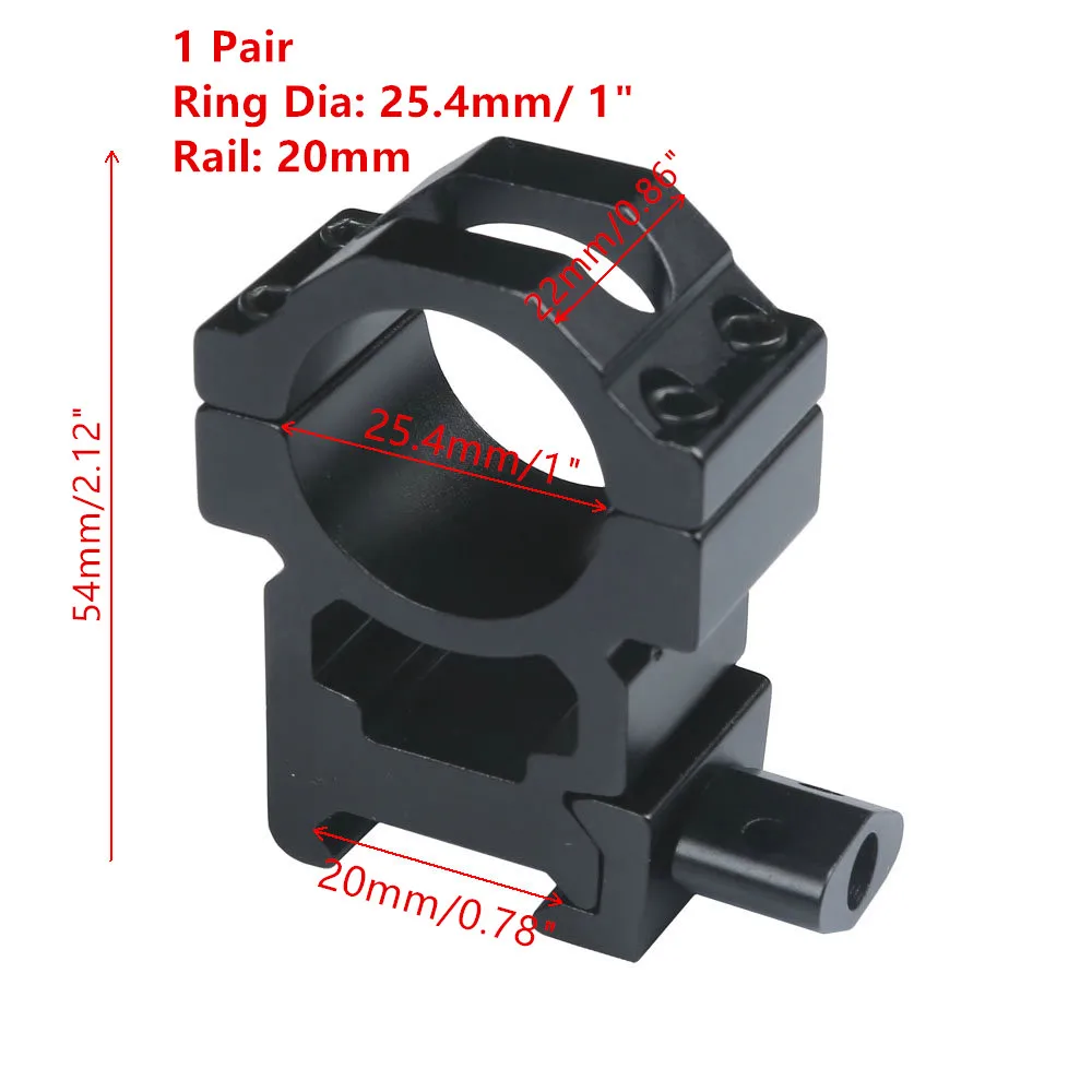 Rifle Scope Mount 1 Pair QD 25.4mm 30mm Rings 20mm Picatinny Rail Adapter Riflescopes Tactical Pistol Airsoft