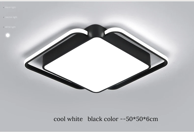 Современный Круглый/квадратный потолочный светильник, светодиодный светильник для гостиной, спальни, кабинета, белого и черного цвета, потолочный светильник