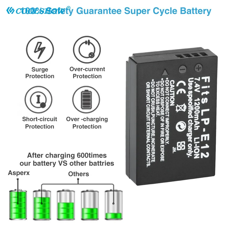 Camera battery LP-E12 LPE12 LP E12 1200mAh for Canon Rebel SL1 100D Kiss X7 EOS-M EOS M M2 EOS M10 M50 M100 1200mAh Batteries