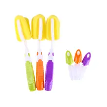 Детская цветная щетка для бутылочек, губчатая насадка, ручка для бутылочки, щетка для сосков, подвесная губка для чистки глубины