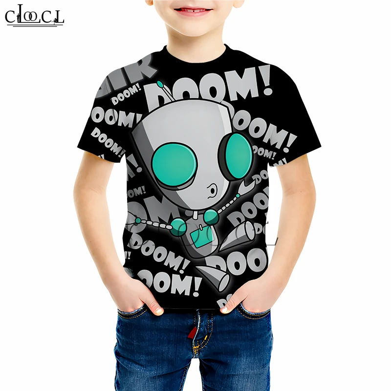  Harajuku Anime Invader ZIM Printing T Shirts Boy Girl 3D Sweatshirt Cartoon Alien Sets Funny Baby H