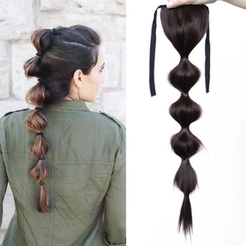 

AILIADE Bubble Lantern Shape Hair Hairstyle Braids Cute Hip Hop Ponytail for Girls Synthetic Fiber Drawstring black brown