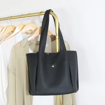 

Tote Bag Women's Soft Leather Large Capacity Shoulder Composite Bag Korean Style Fashion Casual Simple All-match Bucket Bag 9UG1