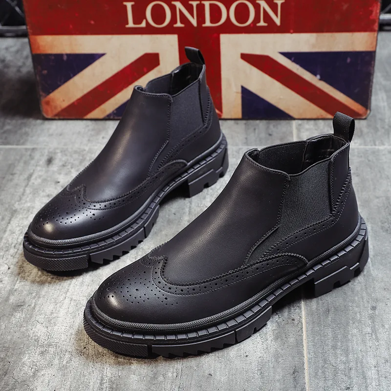 Ботинки Челси мужские из коровьей кожи модные брендовые дизайнерские ботинки