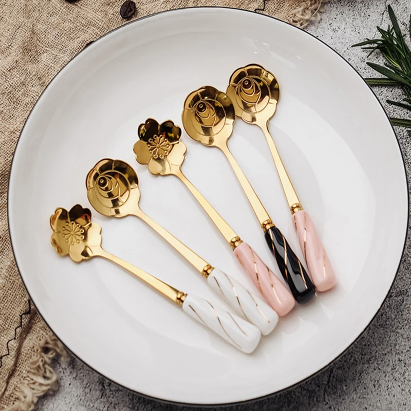 Kitchen tableware stainless steel spoon tea, dessert, ice cream, coffee, dessert spoon creative mixing spoon