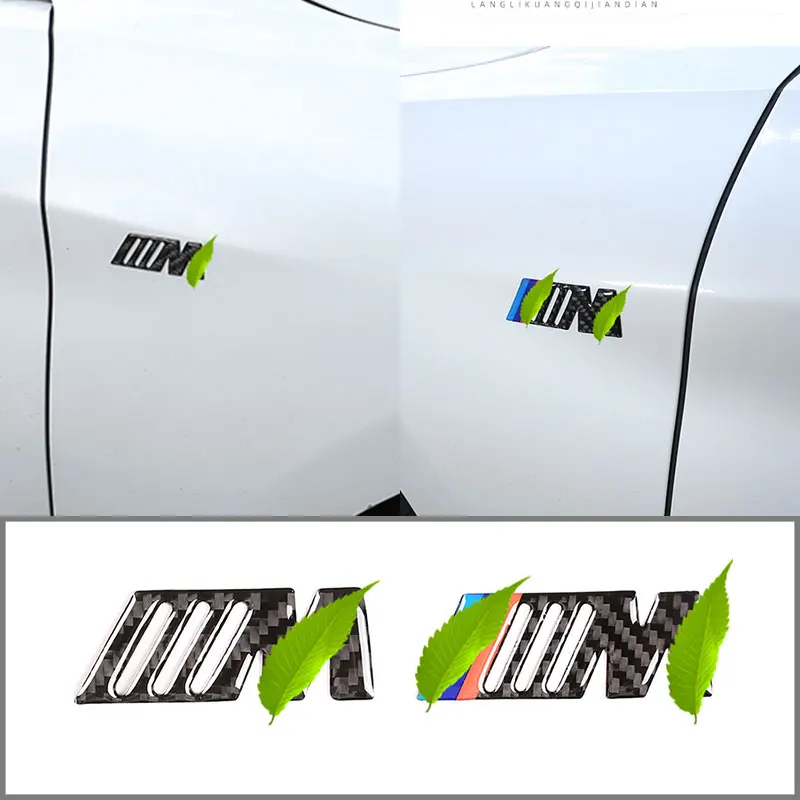 

For Bmw M Standard Sticker Tail Label Logo Leaf Side Label Carbon Fiber 1 Series 3 Series 5 Series Interior Modification