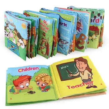

Baby English Cartoon Animal Cloth Book Early Educational Games Toy Christmas Birthday Gifts for Kids Children Development IQ