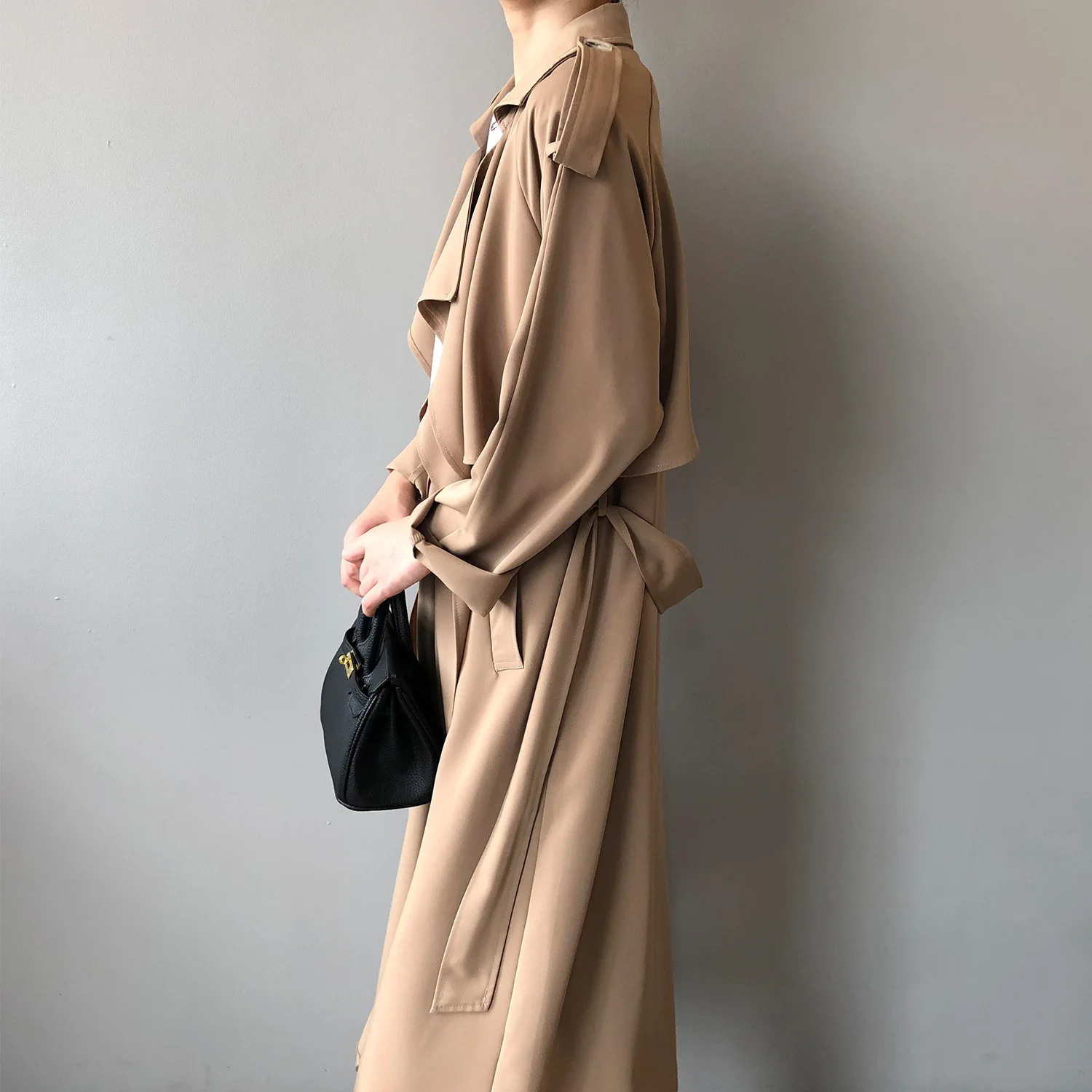 Johnature Korean Vintage Loose Sashes Women Trench 2025 Autumn New Loose Turn-down Collar Long All Match Female Coats