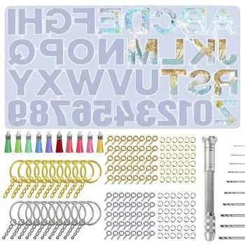 

DIY Resin Number Alphabet Silicone Molds with Keychain Tassels and Pin Vise for DIY Keychain Making/House Number Making