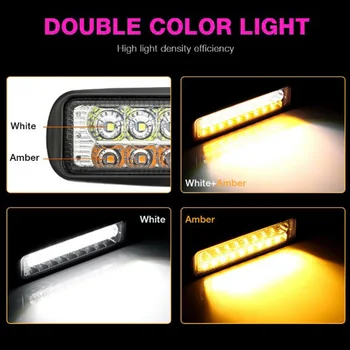 

6 LED Work Light Bar Flood Spot Driving Fog Lamp White Amber 6000K 2000K Parts