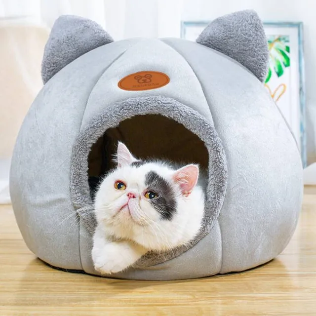 Removable Cat Bed Indoor Cat Dog House With Mattress Warm Pet Kennel Deep Sleeping Winter Kitten Kennel Puppy Cage Lounger 1