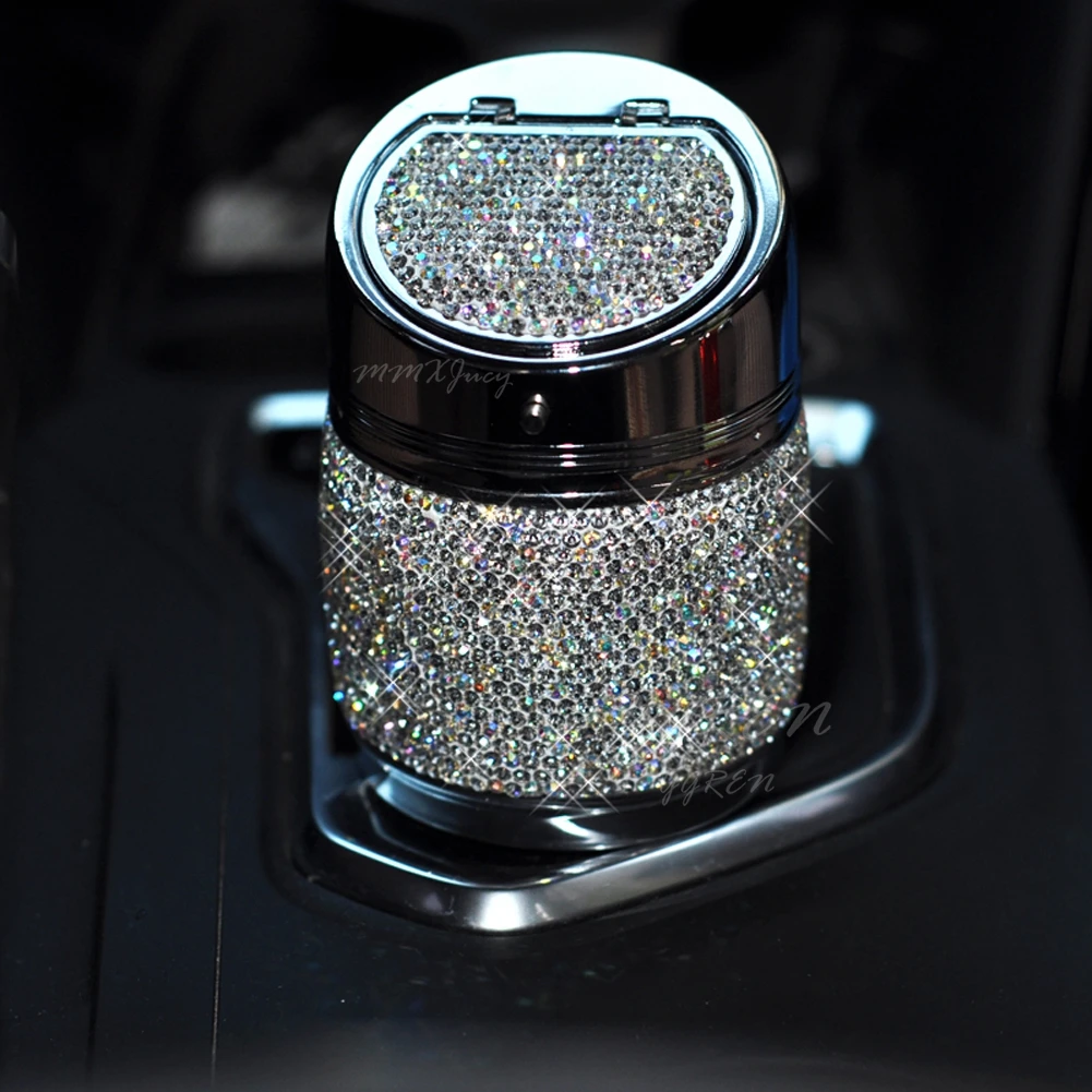 Роскошная автомобильная пепельница Cystal, 6 цветов, розовая, белая, золотая, блестящая, автомобильная пепельница с крышкой для автомобиля, отличный подарок для женщин и девочек