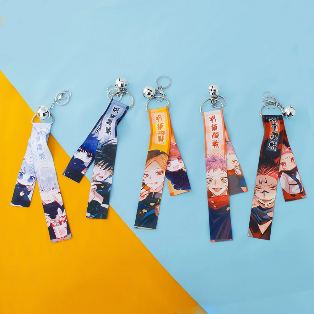 Anime Jujutsu Kaisen Cosplay Keychain Satoru Gojo Yuji Itadori Cute Cartoon Ribbon Key Ring Backpack Pendant Accessory | Украшения и