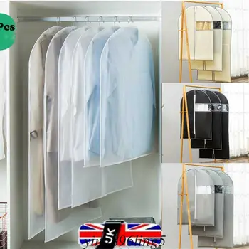 

UK Plastic Clear Dust-proof Cloth Cover Suit/Dress Garment Bag Storage Protector