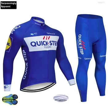 

2019 Winter TEAM QUICK STEP Thermal Fleece Cycling Jersey Bike Pants Set Mens 9D Pads Ropa Ciclismo Cycling Wear Maillot Culotte