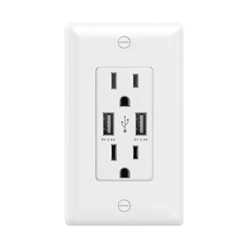 

US Standard Dual USB Wall Socket Double 2.1A Universal Plug Port Power Adapter