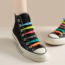 14pcs/Pack Lazy Silicone Shoelaces Round Elastic Rubber Shoe Laces Special For Men and Women All Fit Sneakers No Tie Shoelace
