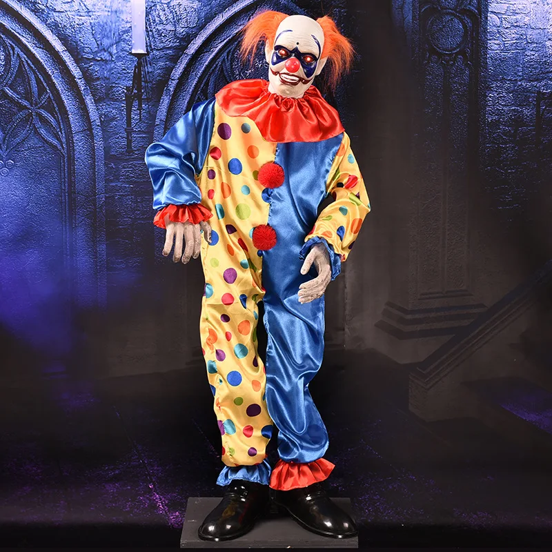

Halloween Horrible Party Prop Electric Funny Clown Cute Clown uncle LED Eyes Horror Voice Body Shaking Children Party Scary toys