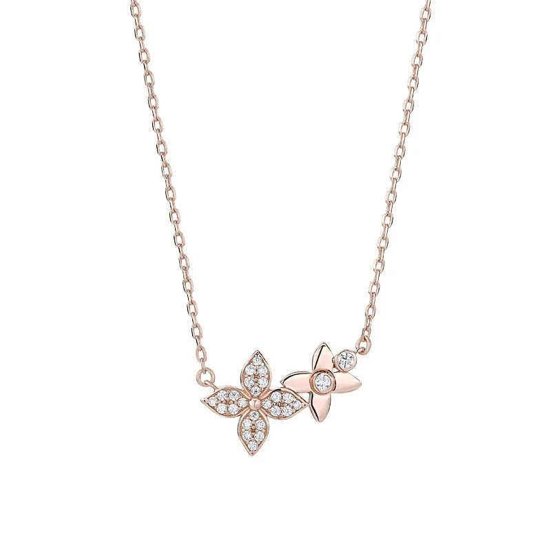 Star Blossom pendant, pink gold and diamonds - Luxury Pink