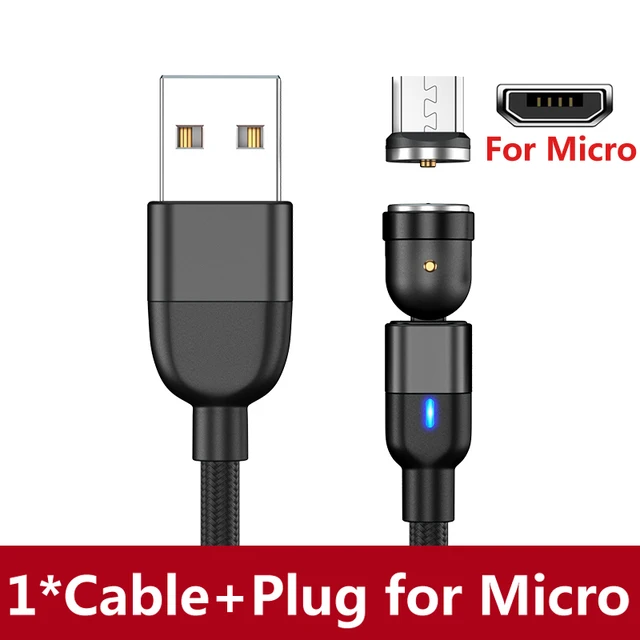 AUFU Magnetic Charging Cable USB Micro Type C Cable Magnet Charger Nylon Braided Cord Mobile Phone Cable For iPhone Samsung Black for Micro