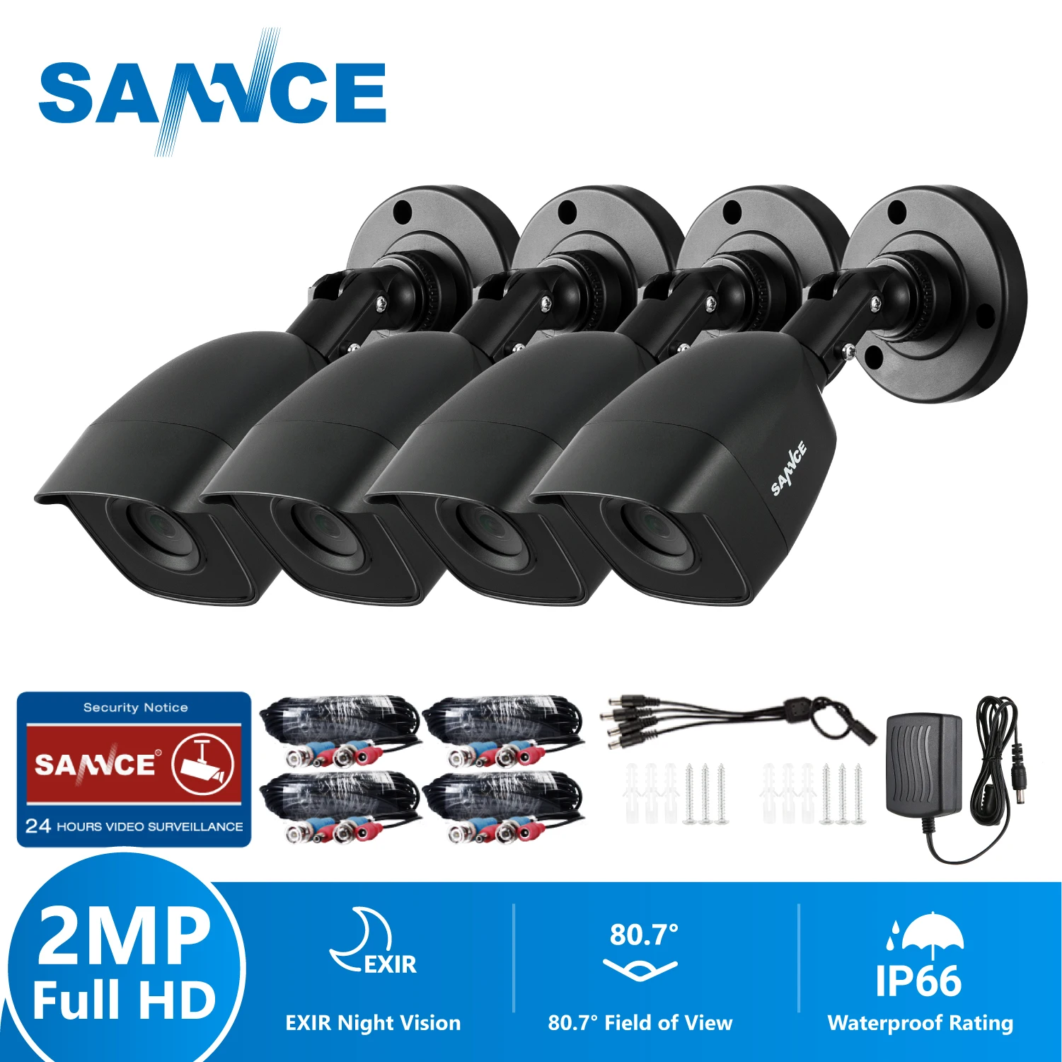 Камера видеонаблюдения SANNCE HD 1080P, 4 шт., 2.0мп, система наружного видеонаблюдения для дома|camera in|cameras cameracamera 720p | АлиЭкспресс