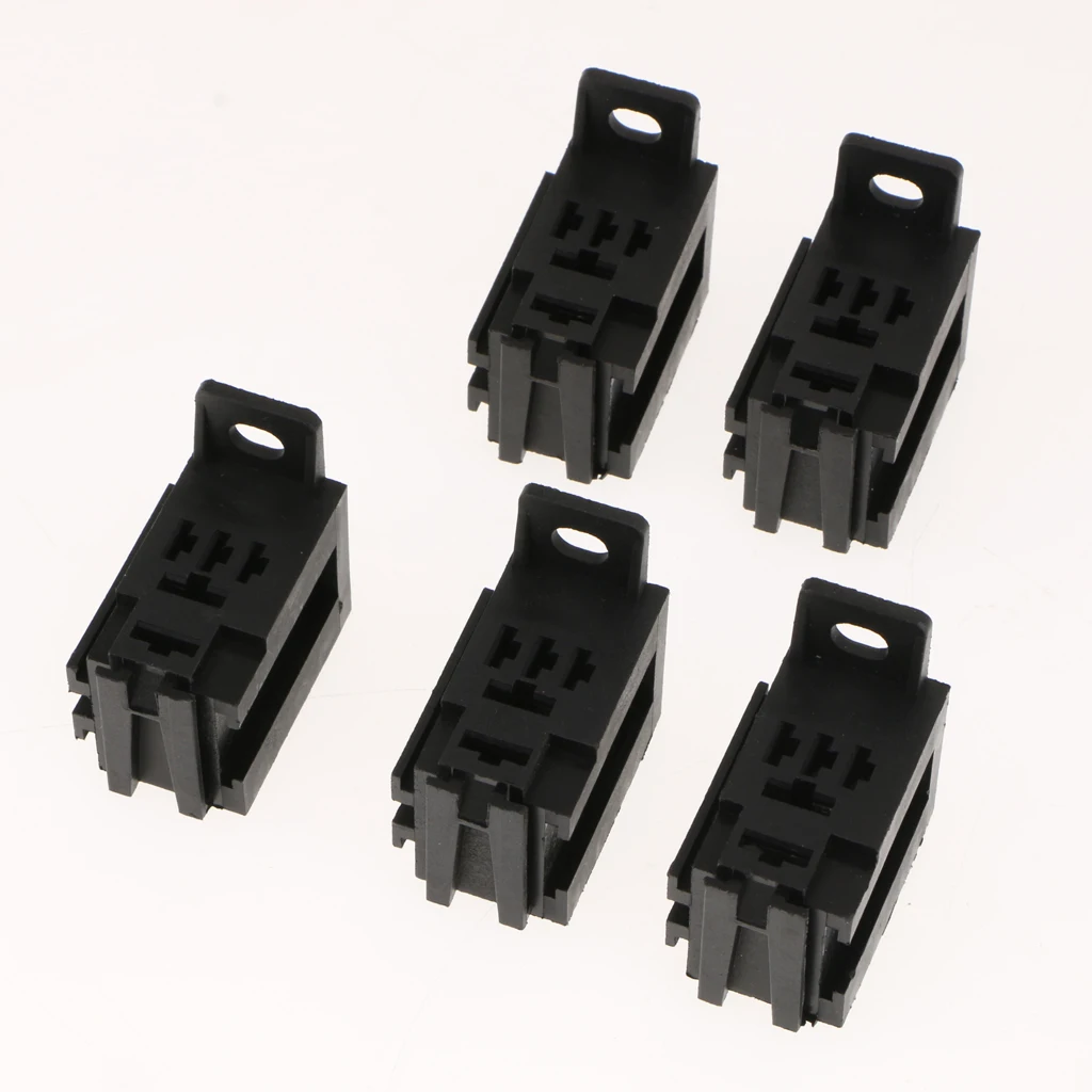 Set Of 5 Automotive Relay Socket Connector & Terminals 40Amp 12VCar