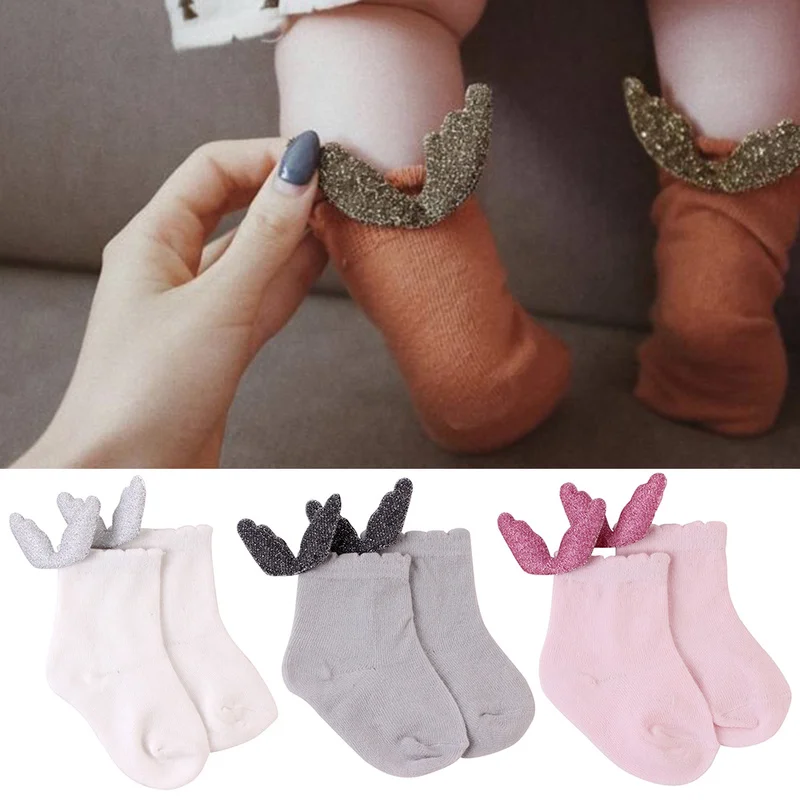 4 цвета, милые носки с крыльями ангела для маленьких девочек, носки для маленьких девочек новые брендовые Мягкие хлопковые носки для малышей Зимние носки