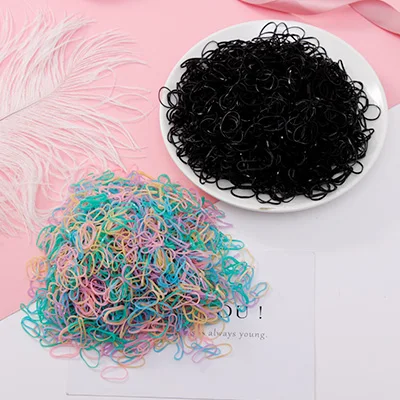 1000pcs/Pack Girls Colorful Small Disposable Rubber Bands Gum For Ponytail Hold Scrunchie Hair Bands Fashion Hair Accessories 500black500colors3